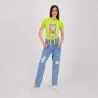 Mid-waist straight jeans femme avec patch et repair work - MADIHA - KONTAKT