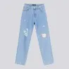 Mid-waist straight jeans femme avec patch et repair work - MADIHA - KONTAKT