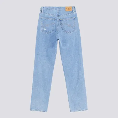 Mid-waist straight jeans femme avec patch et repair work - MADIHA - KONTAKT