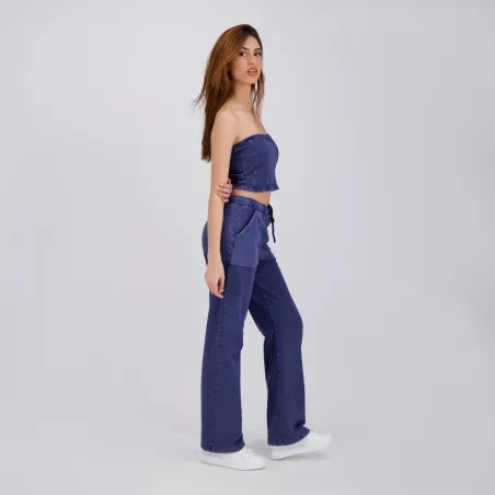 Jogger délavé jambe droite femme avec poches plaquées - KONTAKT