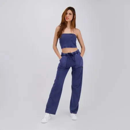 Jogger délavé jambe droite femme avec poches plaquées - KONTAKT