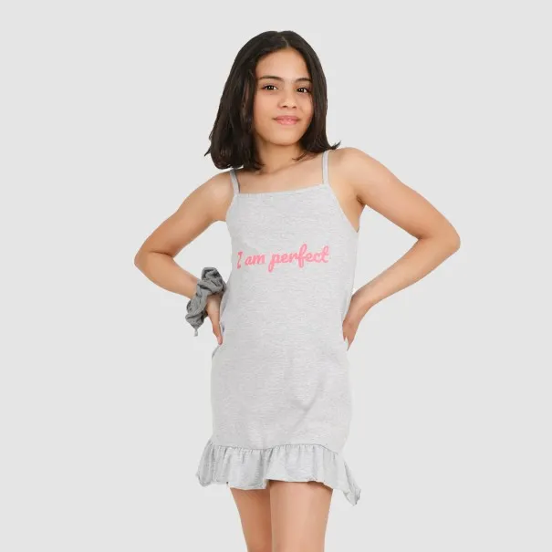 Robe de pyjama fille bretelle avec volant I AM PERFECT - KONTAKT