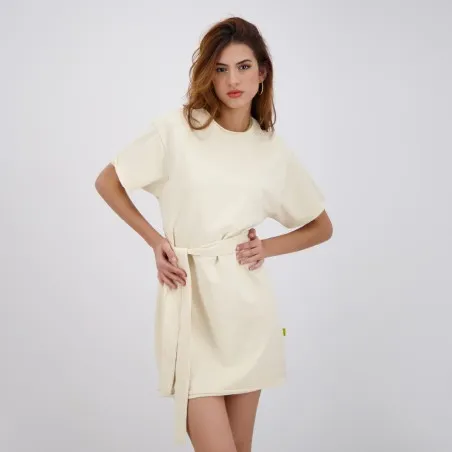 Robe femme manches courts avec ceinture à la taille et broderie - KONTAKT