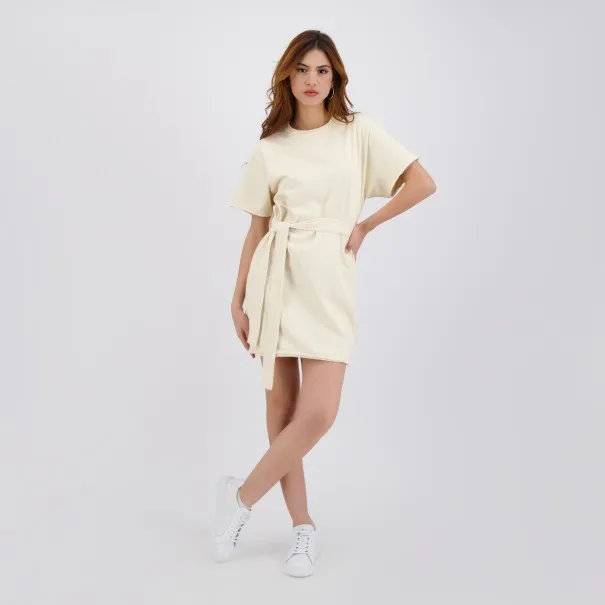 Robe femme manches courts avec ceinture à la taille et broderie - KONTAKT