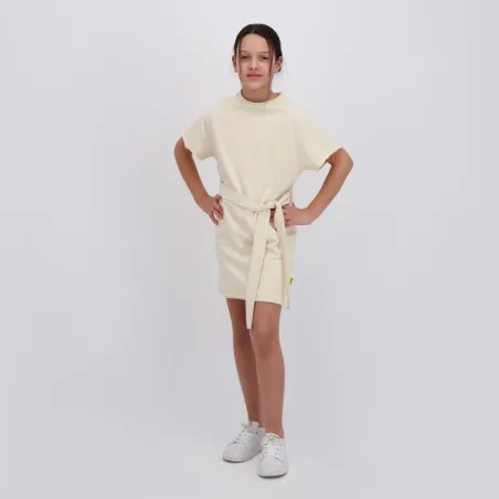 Robe fille avec ceinture à la taille et broderie - KONTAKT