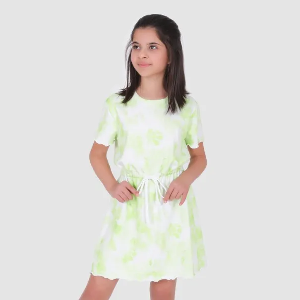 Robe fille manches courtes avec cordon de serrage Tie Dye - KONTAKT