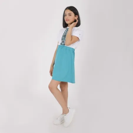 Robe fille manches courtes en molleton avec élastique MAJOLIQUE - KONTAKT