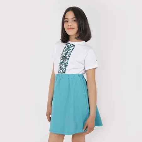 Robe fille manches courtes en molleton avec élastique MAJOLIQUE - KONTAKT