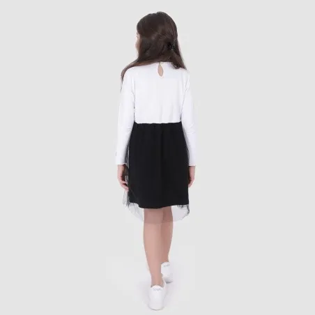 Robe fille manches longues avec volant en tulle - KONTAKT