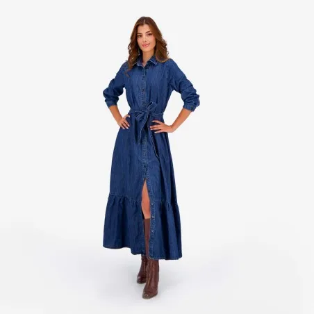 Robe longue femme avec volants et Broderie ROKIA - KONTAKT