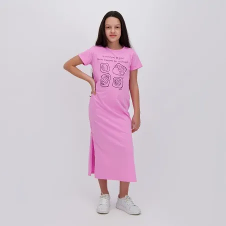 Robe maxi fille manches courtes avec fente MARIE ANTOINETTE - KONTAKT