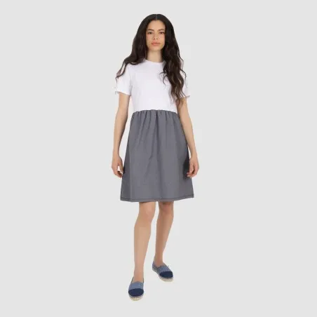 Robe midi femme manches courtes bi-matières - KONTAKT