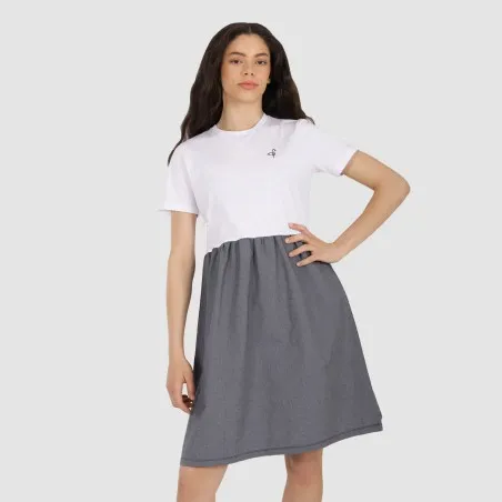 Robe midi femme manches courtes bi-matières - KONTAKT