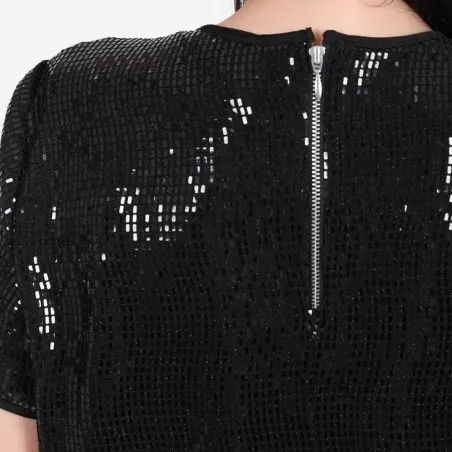Robe mini en sequin femme manches courte - KONTAKT