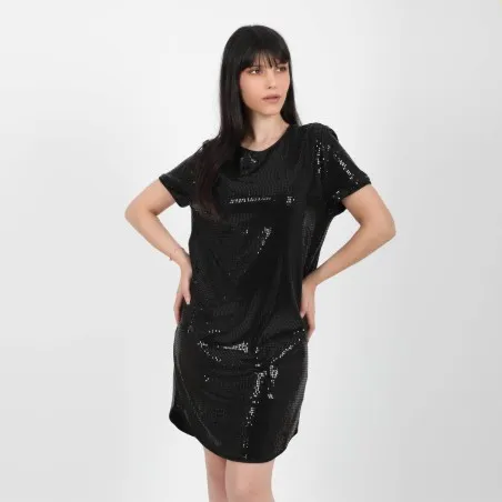 Robe mini en sequin femme manches courte - KONTAKT