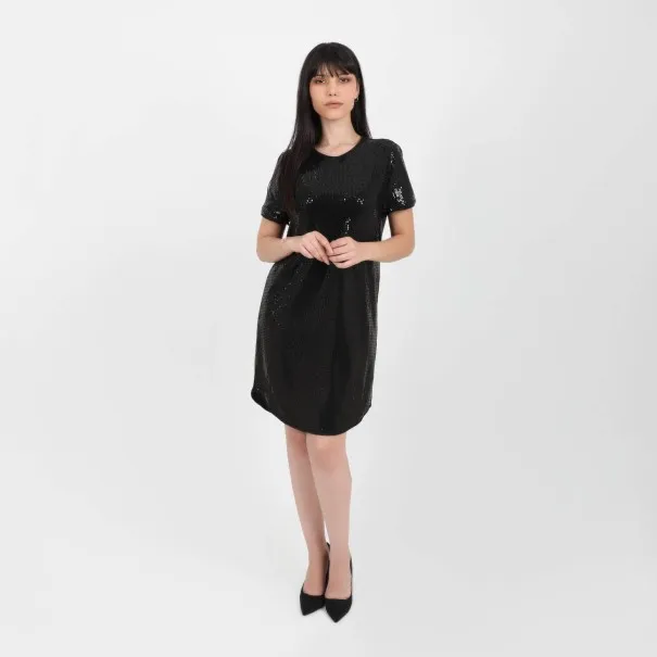Robe mini en sequin femme manches courte - KONTAKT