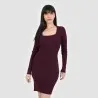 Robe moulante femme col carré en maille fine - KONTAKT