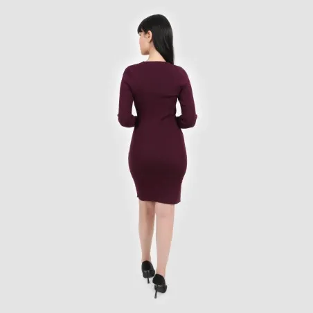 Robe moulante femme col carré en maille fine - KONTAKT