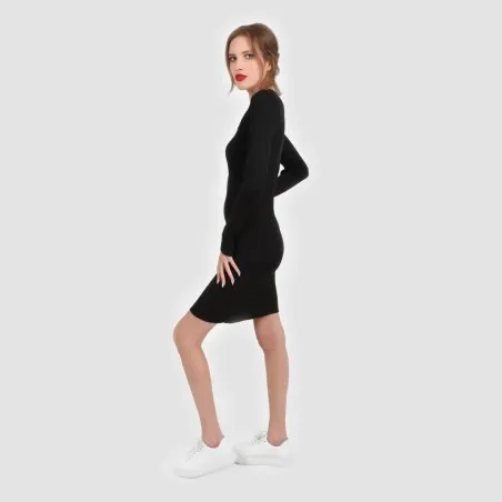 Robe moulante femme col carré en maille fine - KONTAKT