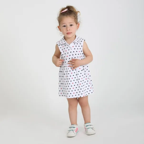 Robe polo bébé imprimé cœur avec col claudine - KONTAKT
