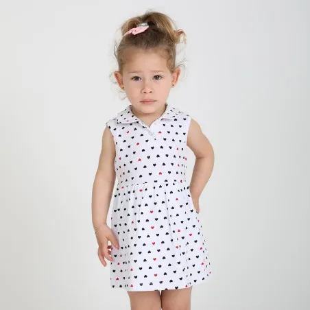 Robe polo bébé imprimé cœur avec col claudine - KONTAKT