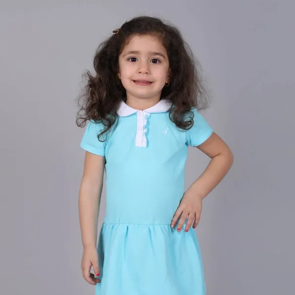 Robe polo bébé manches courtes avec volant et broderie - KONTAKT