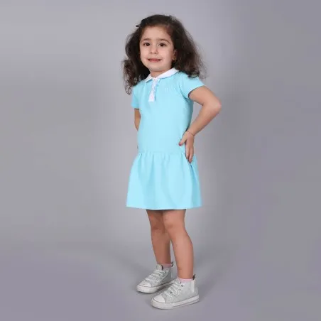 Robe polo bébé manches courtes avec volant et broderie - KONTAKT