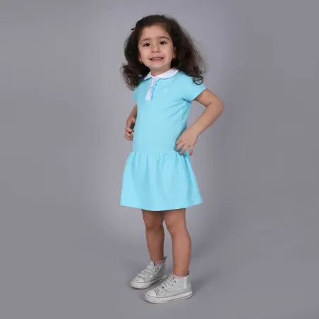 Robe polo bébé manches courtes avec volant et broderie - KONTAKT