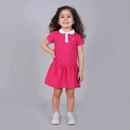 Robe polo bébé manches courtes avec volant et broderie - KONTAKT