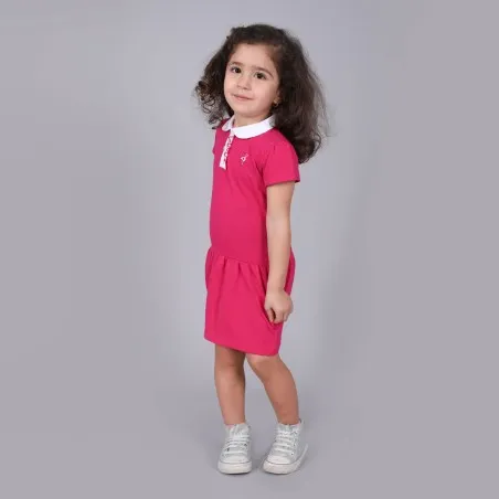 Robe polo bébé manches courtes avec volant et broderie - KONTAKT