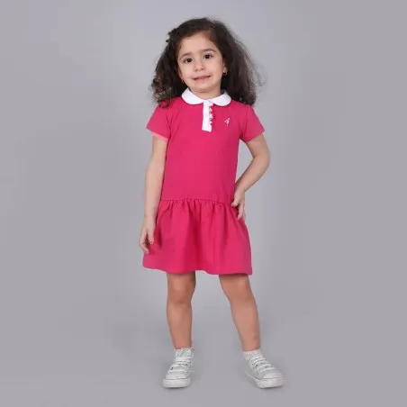 Robe polo bébé manches courtes avec volant et broderie - KONTAKT
