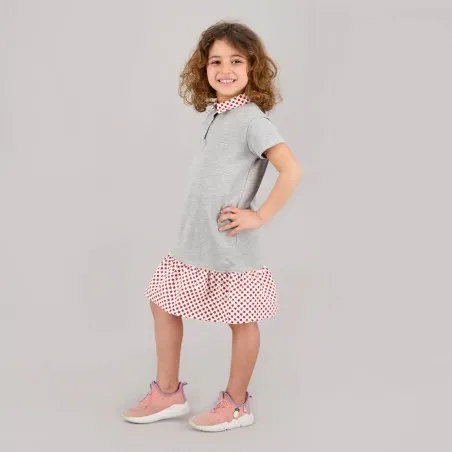 Robe polo fille manches courtes avec volant - KONTAKT