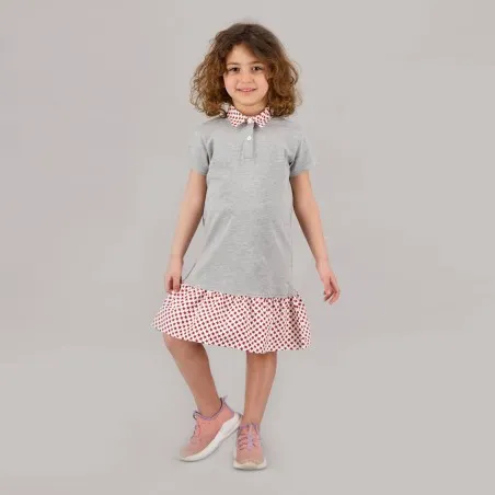 Robe polo fille manches courtes avec volant - KONTAKT