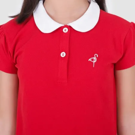Robe polo fille manches courtes col claudine contrasté - KONTAKT