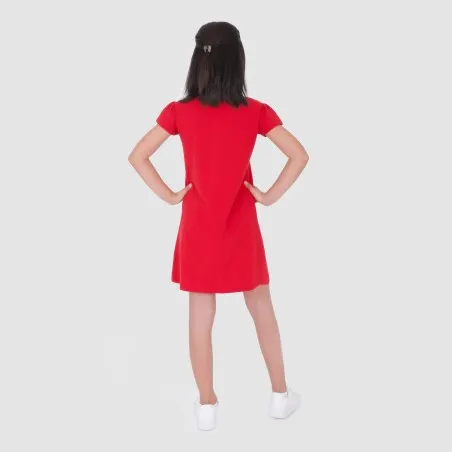 Robe polo fille manches courtes col claudine contrasté - KONTAKT