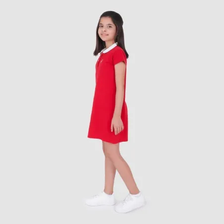 Robe polo fille manches courtes col claudine contrasté - KONTAKT