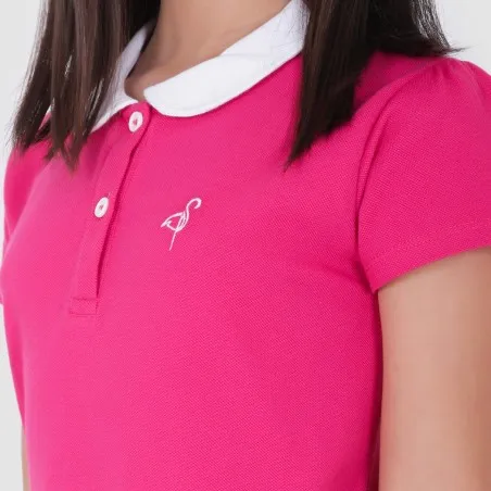 Robe polo fille manches courtes col claudine contrasté - KONTAKT