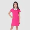Robe polo fille manches courtes col claudine contrasté - KONTAKT