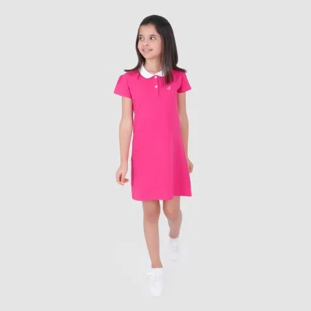 Robe polo fille manches courtes col claudine contrasté - KONTAKT