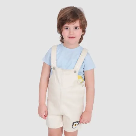 Salopette short bébé en serge de coton avec patch TIGRE - KONTAKT