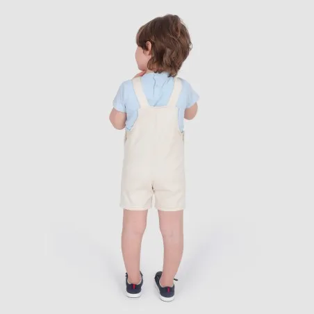Salopette short bébé en serge de coton avec patch TIGRE - KONTAKT