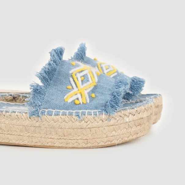 Sandales espadrilles femme en jeans avec motif berbère - KONTAKT