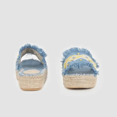Sandales espadrilles femme en jeans avec motif berbère - KONTAKT