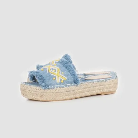 Sandales espadrilles femme en jeans avec motif berbère - KONTAKT