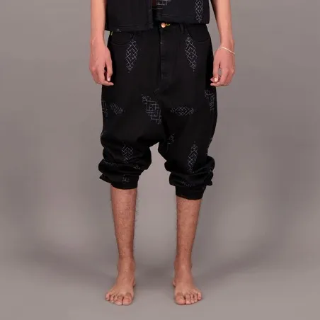 Saroual unisexe en jeans IMPRIME BERBERE HEAVY PRINT AND LASER TNFW - KONTAKT