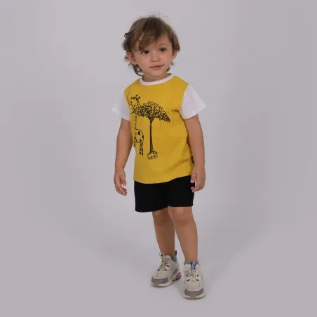 Set bébé manches courtes contrastés GIRAFFE - KONTAKT
