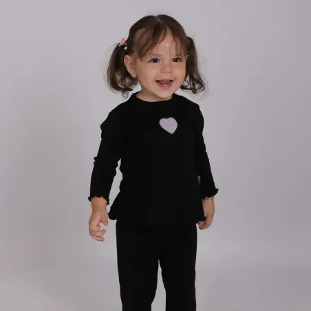 Set côtelé bébé avec volant et cut out cœur - KONTAKT