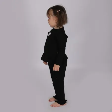 Set côtelé bébé avec volant et cut out cœur - KONTAKT