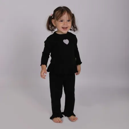 Set côtelé bébé avec volant et cut out cœur - KONTAKT