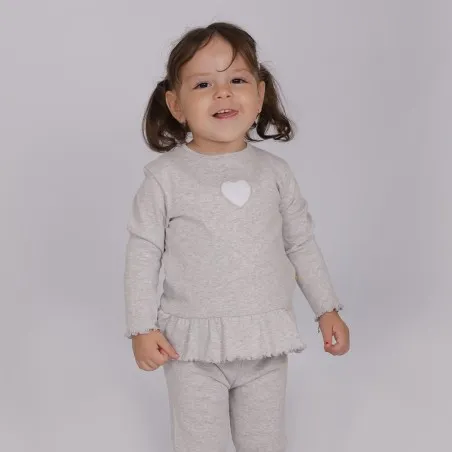Set côtelé bébé avec volant et cut out cœur - KONTAKT